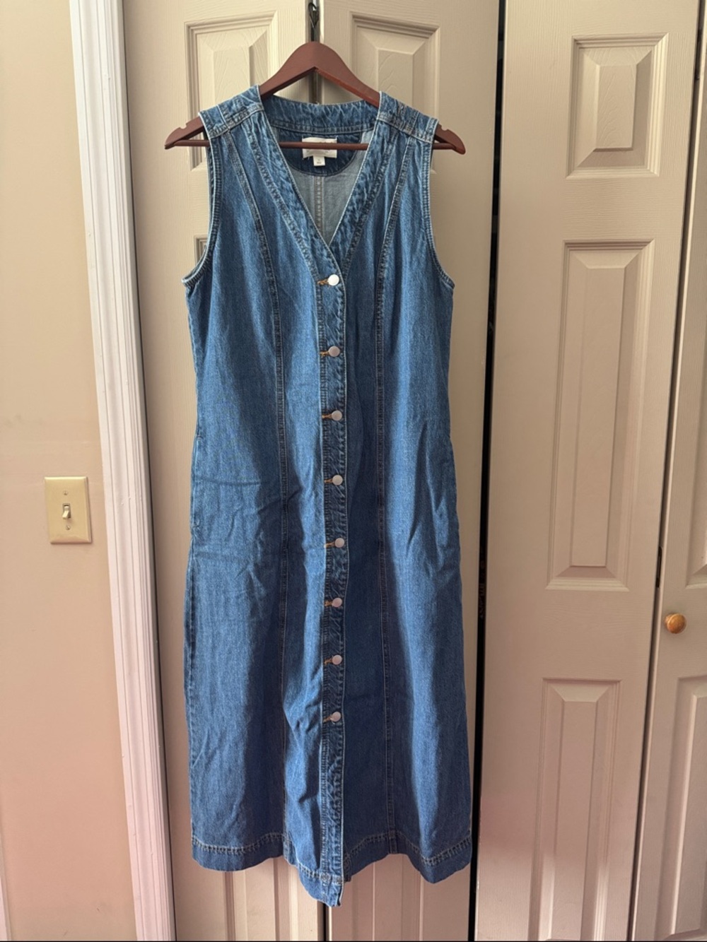 Universal Thread Button-Front Sleeveless Denim Midi Dress - Blue